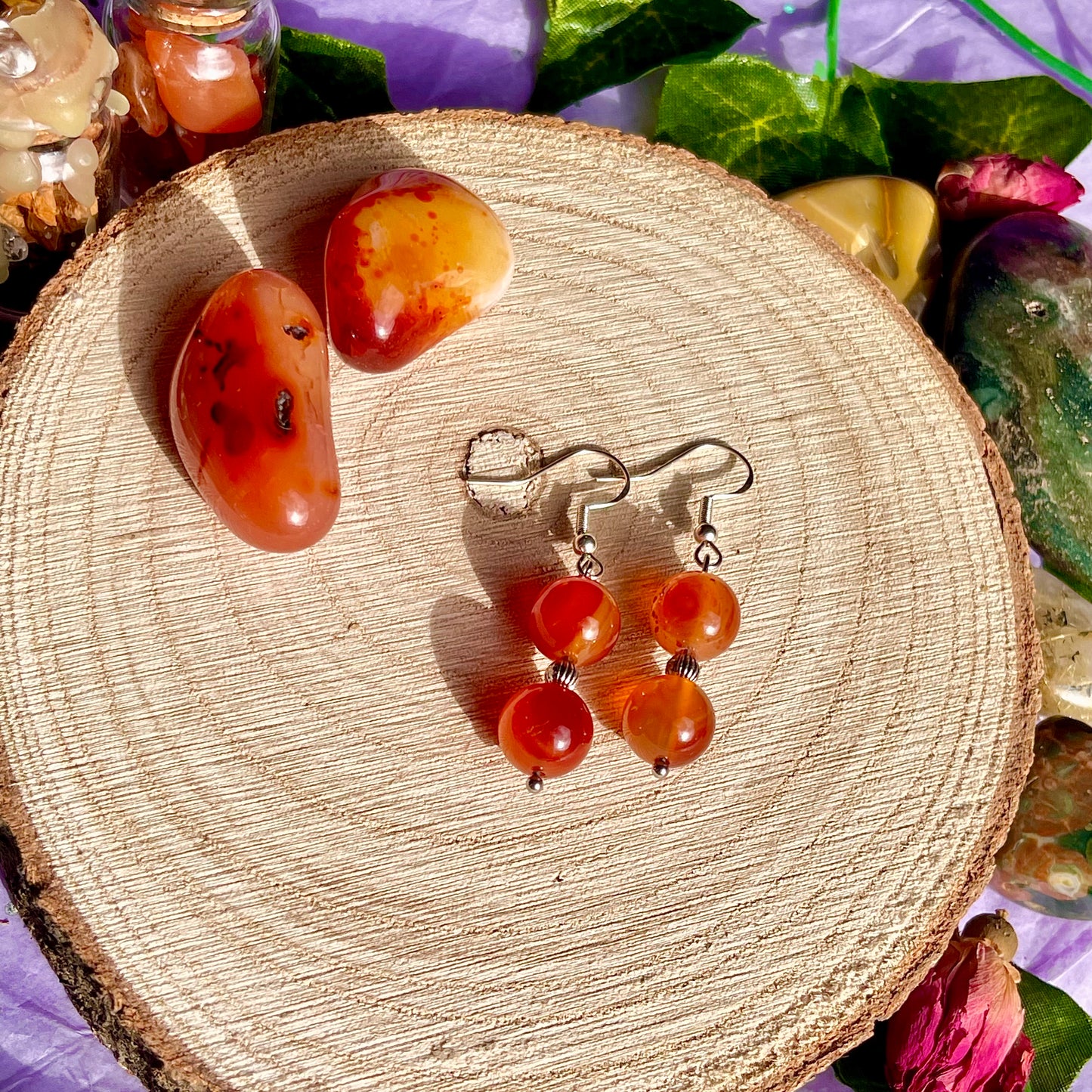 carnelian earrings on 925 hooks