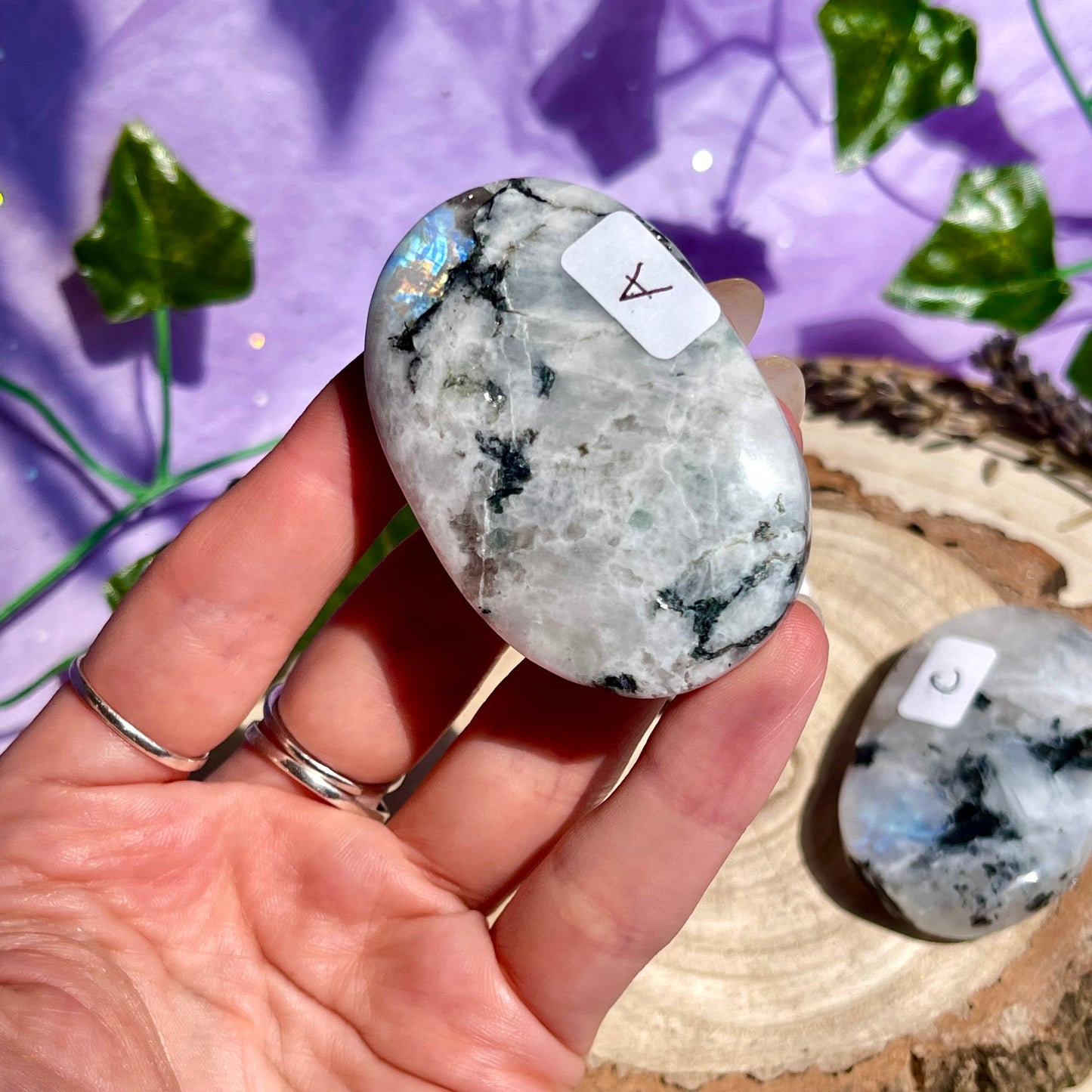 rainbow moonstone palm stone - choose your own