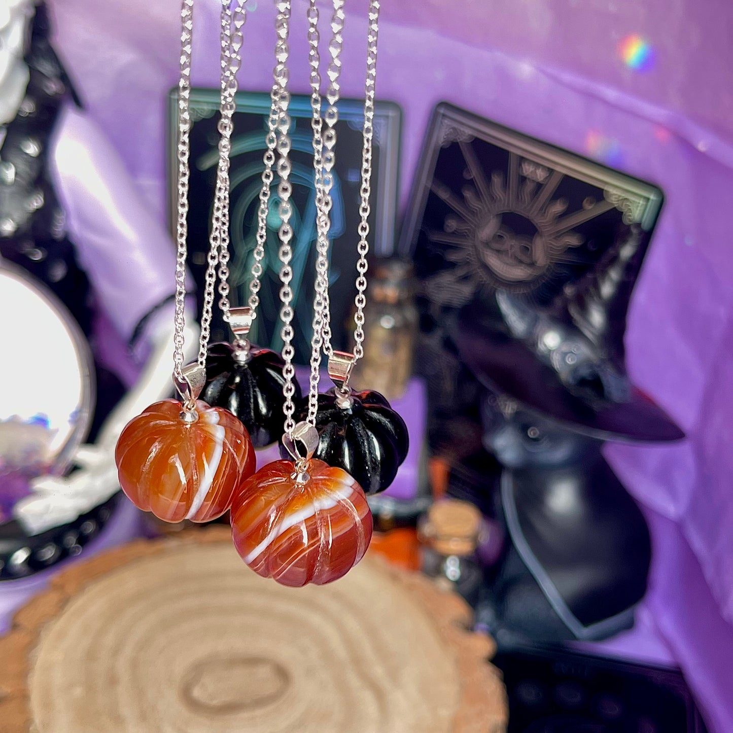 pumpkin necklace on 925 sterling silver chain (18 inch)