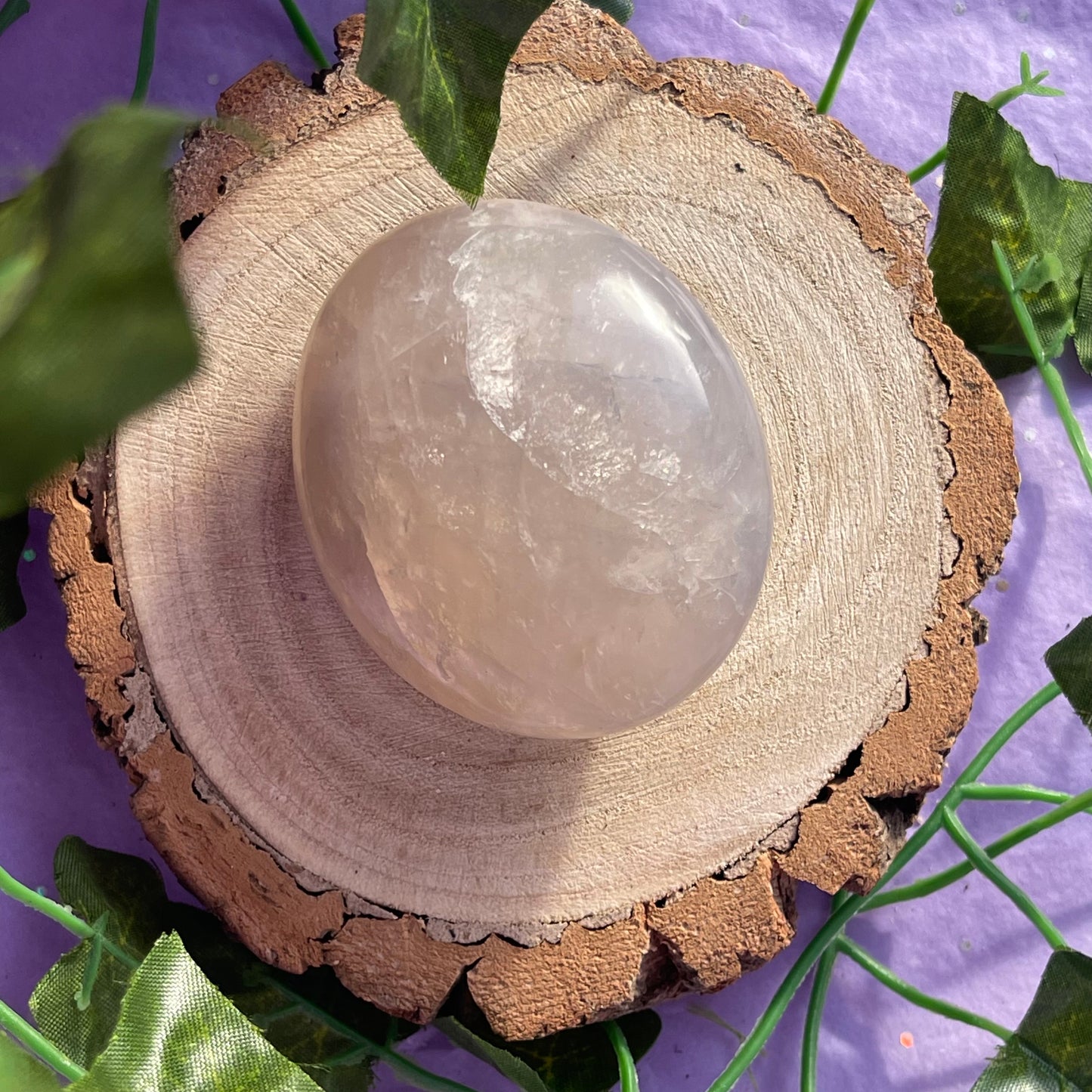 blue rose quartz palm stone