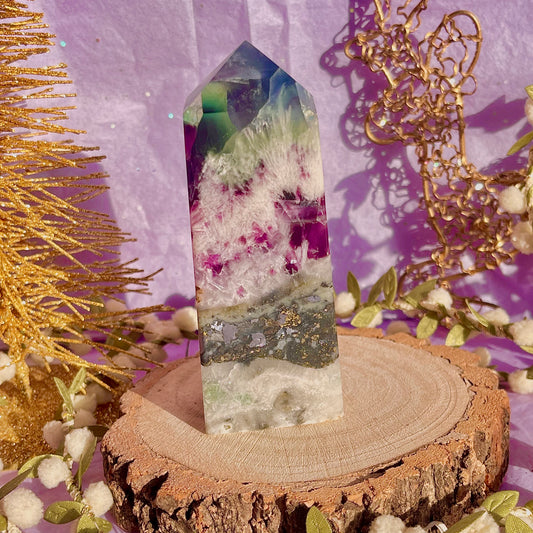 snowflake rainbow fluorite tower