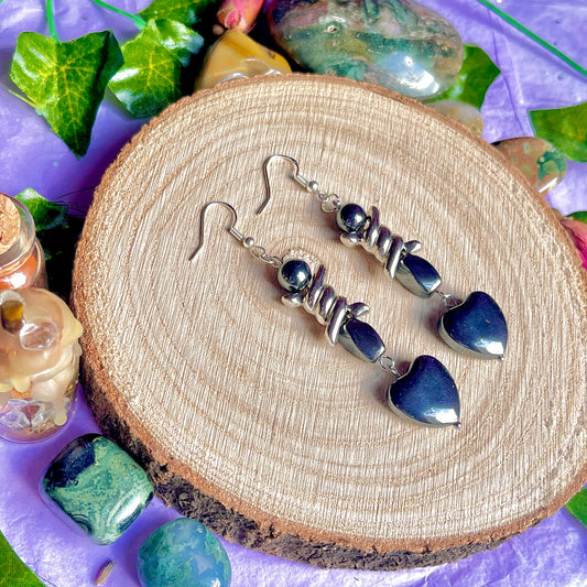 hematite wire earrings on 925 hooks