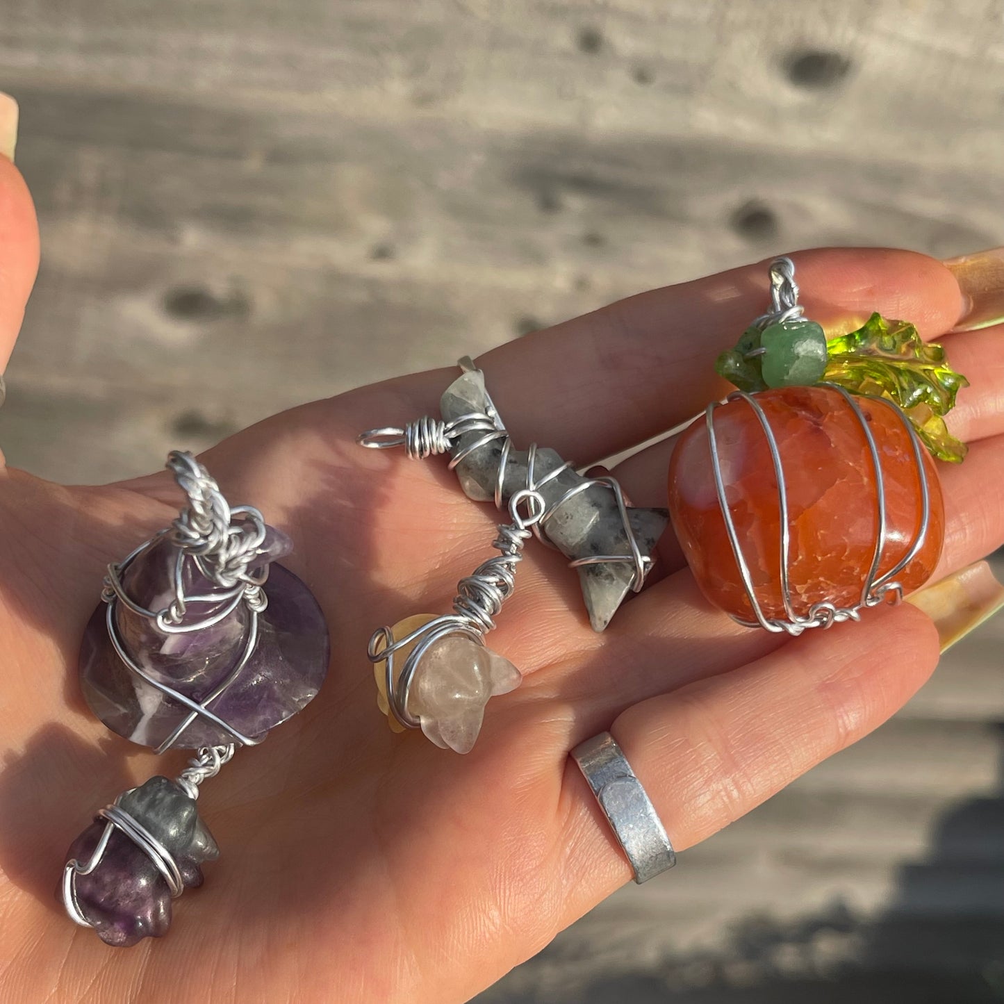 wire wrap pendants halloween