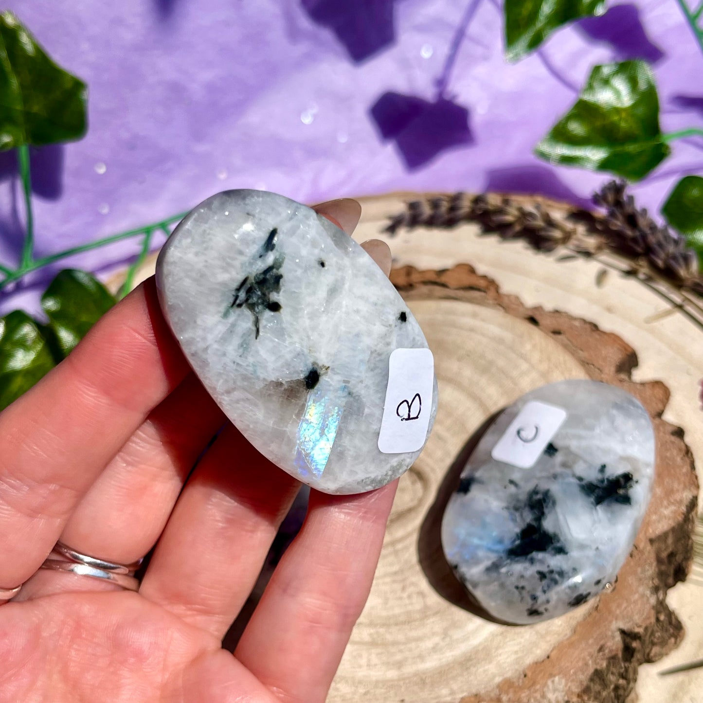 rainbow moonstone palm stone - choose your own