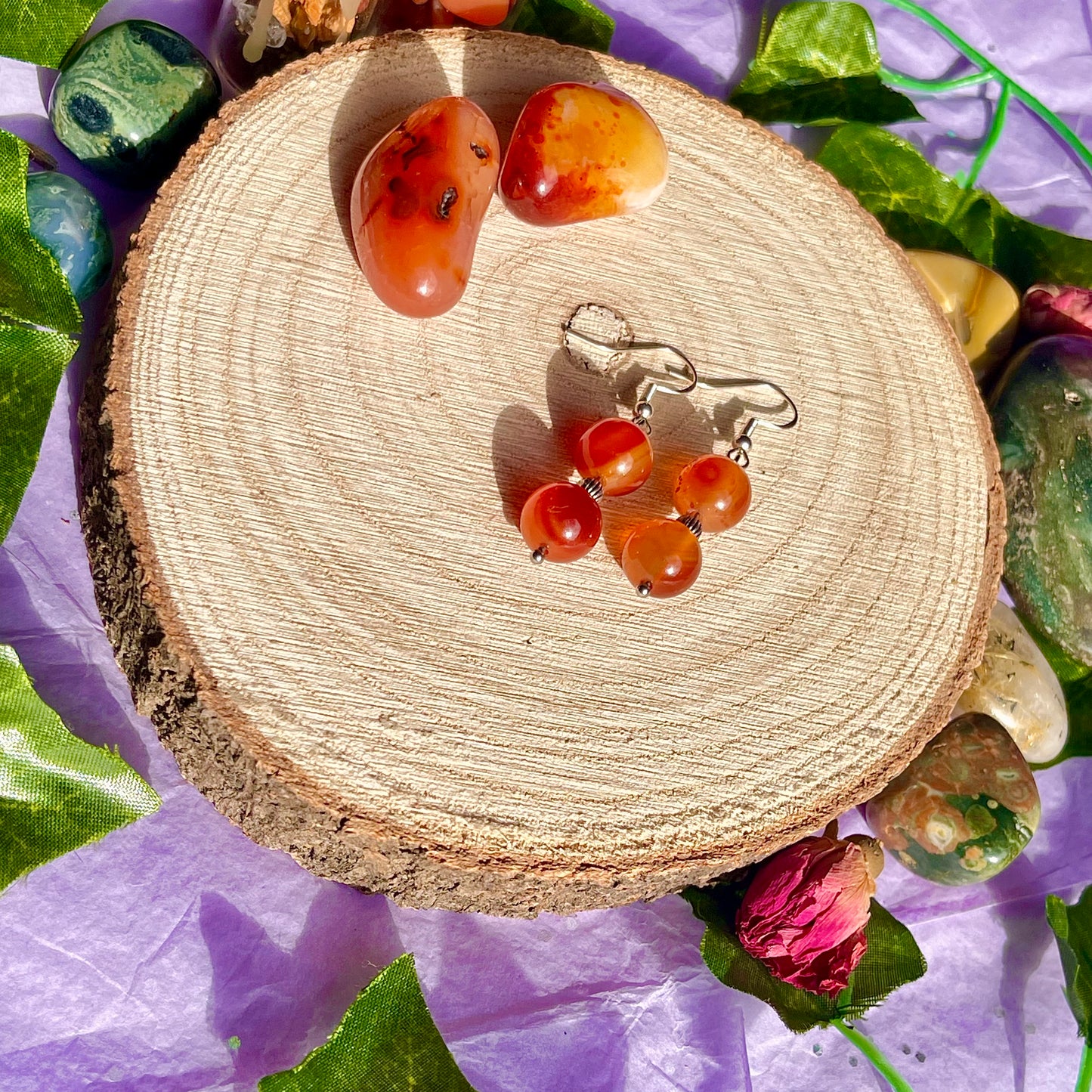 carnelian earrings on 925 hooks