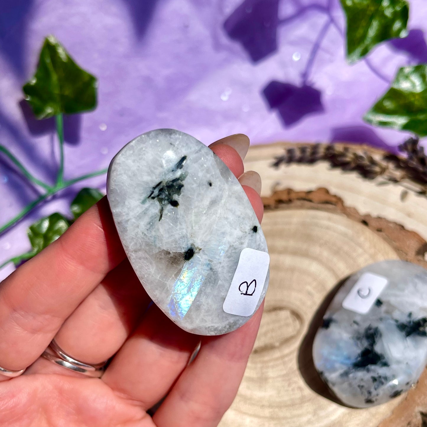 rainbow moonstone palm stone - choose your own