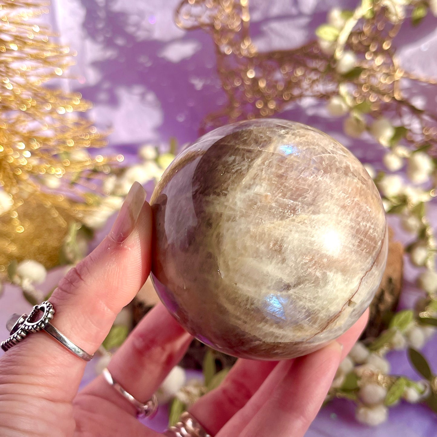 moonstone with sunstone sphere