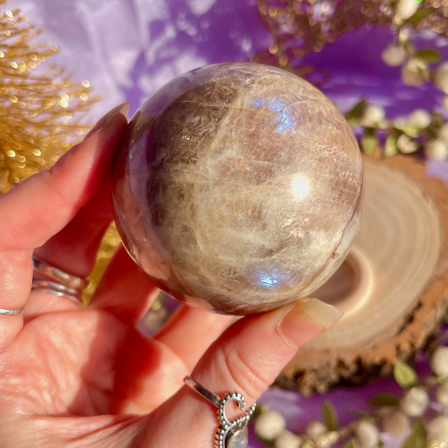 moonstone with sunstone sphere