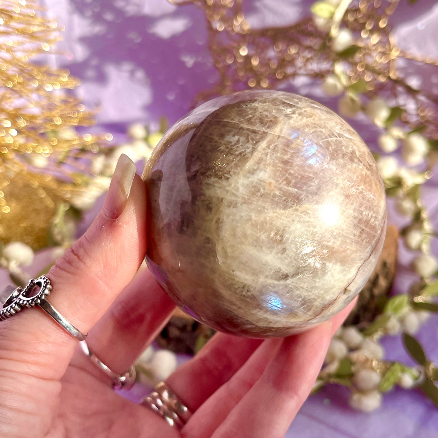 moonstone with sunstone sphere