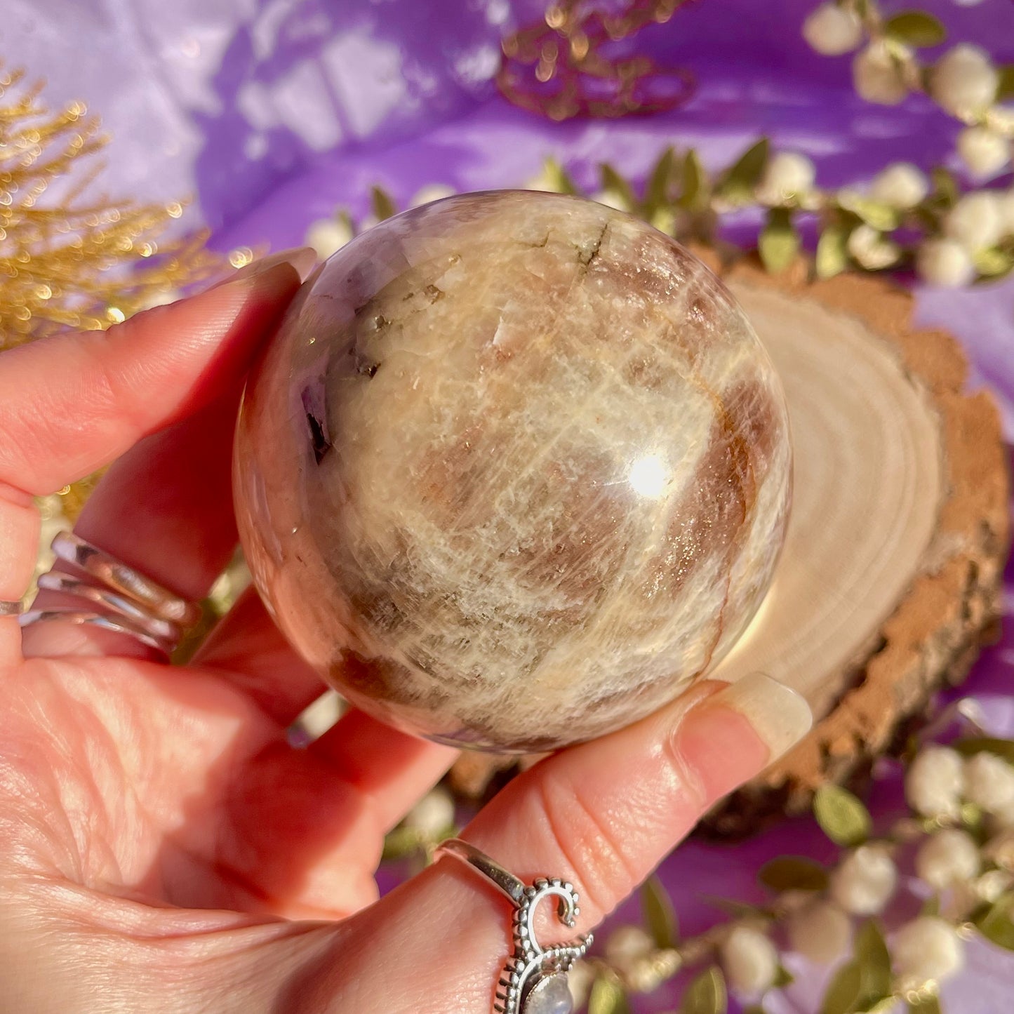 moonstone with sunstone sphere