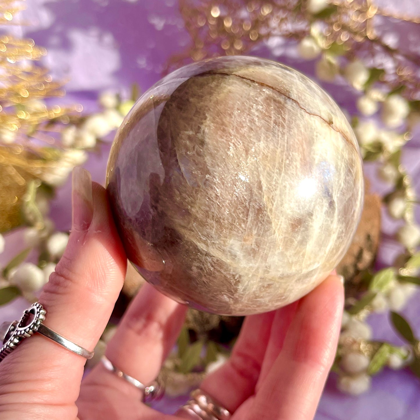 moonstone with sunstone sphere