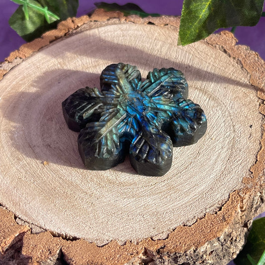 labradorite snowflake carving