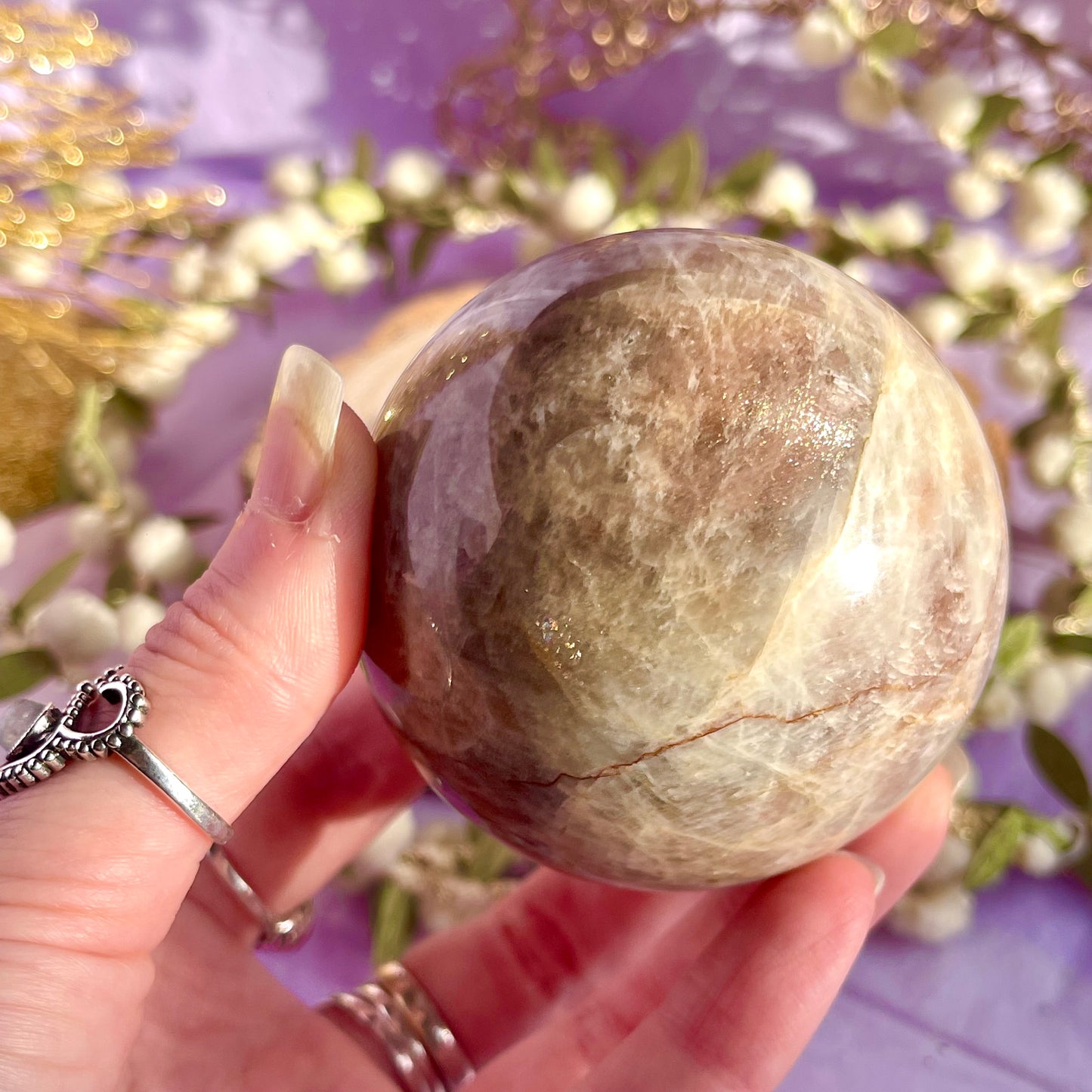 moonstone with sunstone sphere