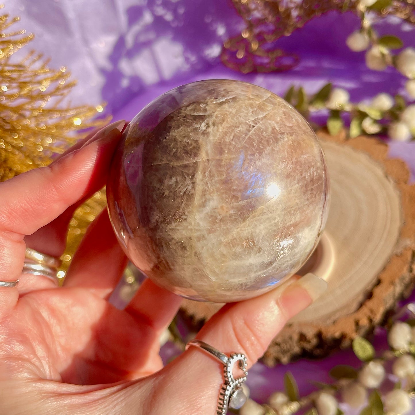 moonstone with sunstone sphere