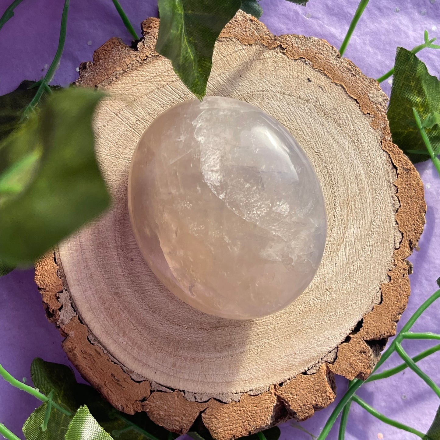 blue rose quartz palm stone