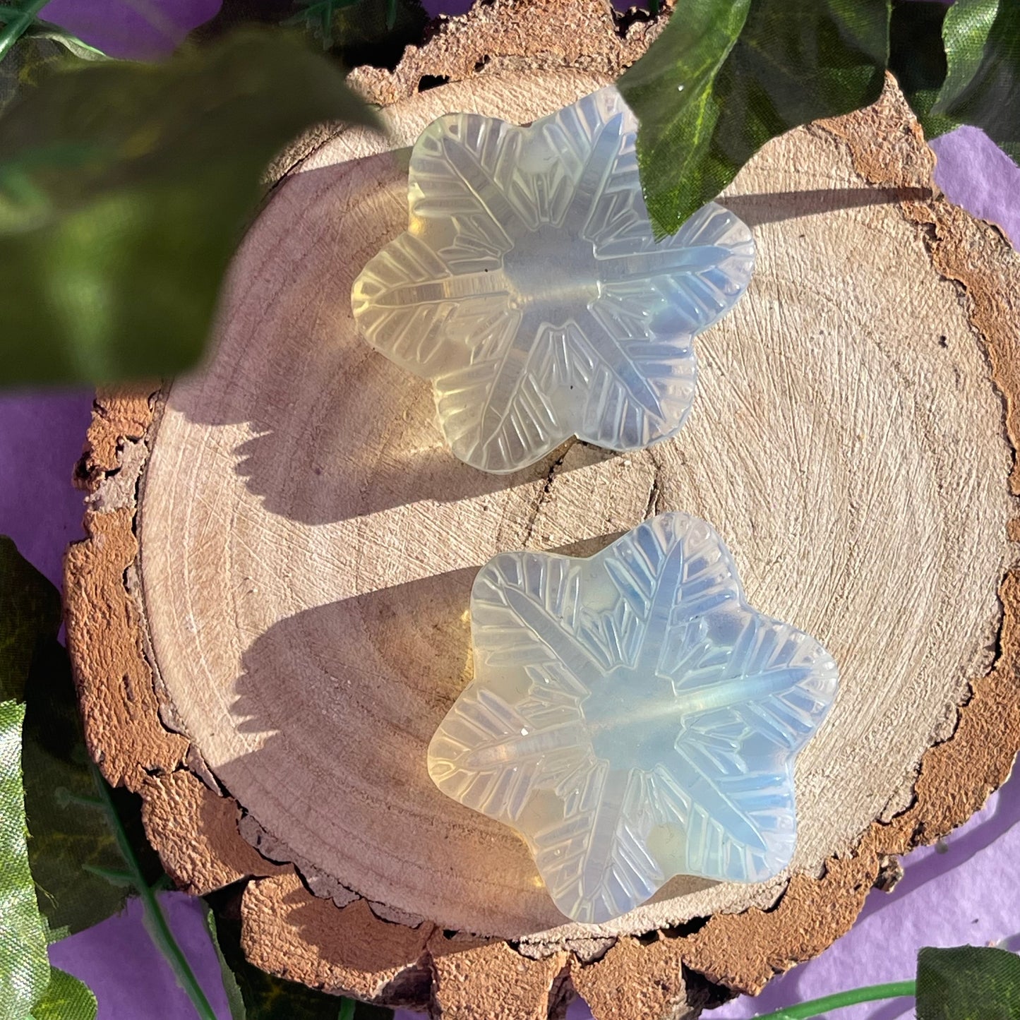 opalite snowflake carving