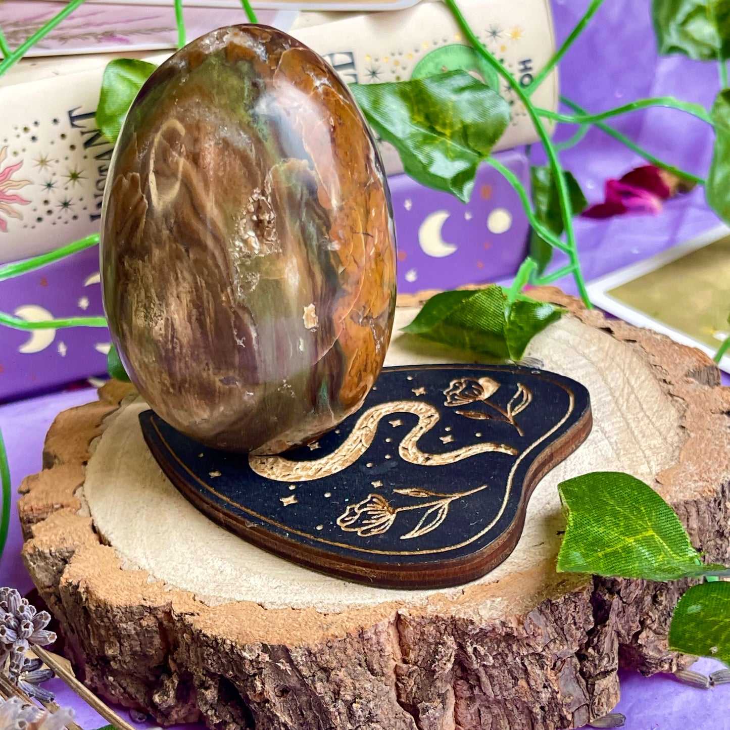 petrified wood egg carving