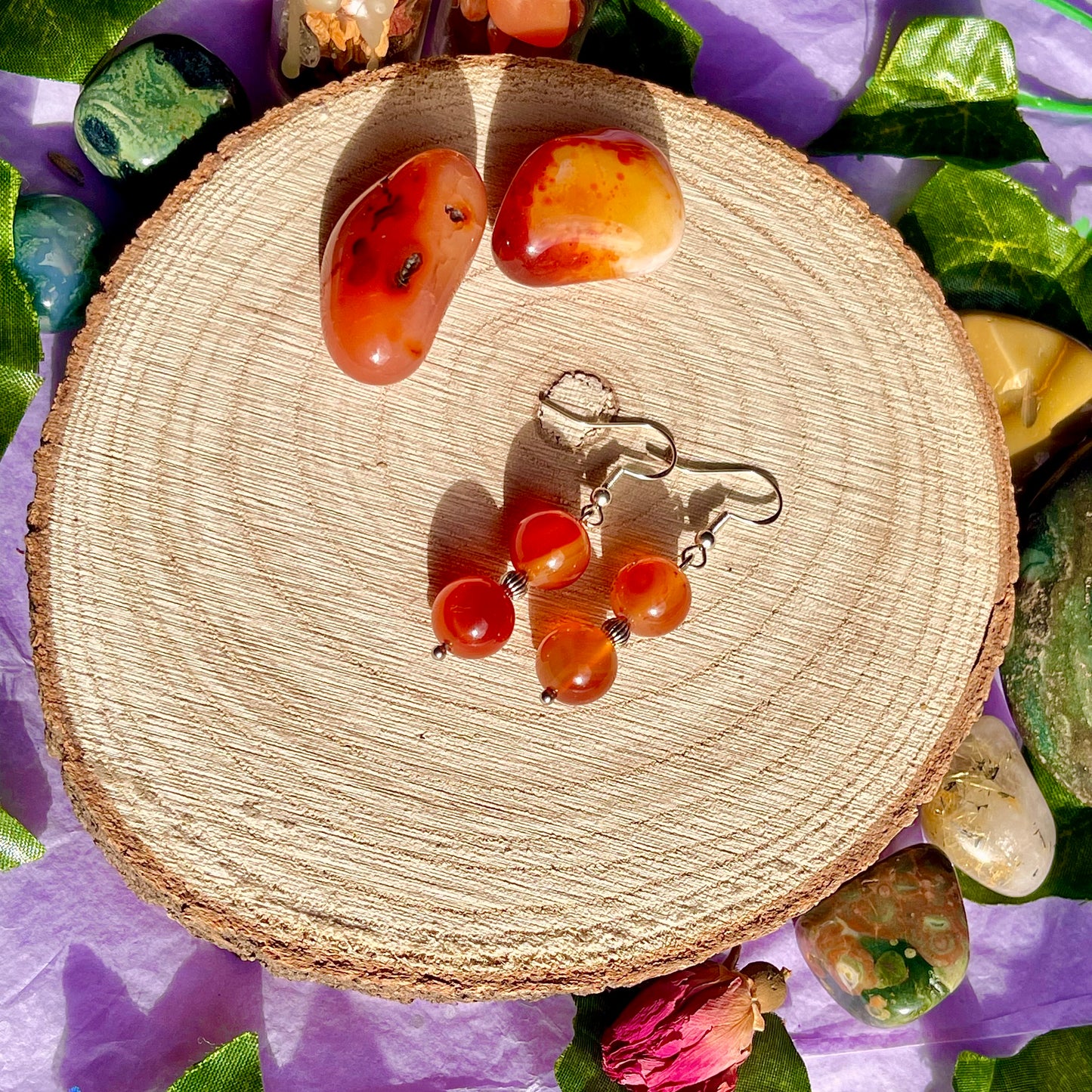 carnelian earrings on 925 hooks