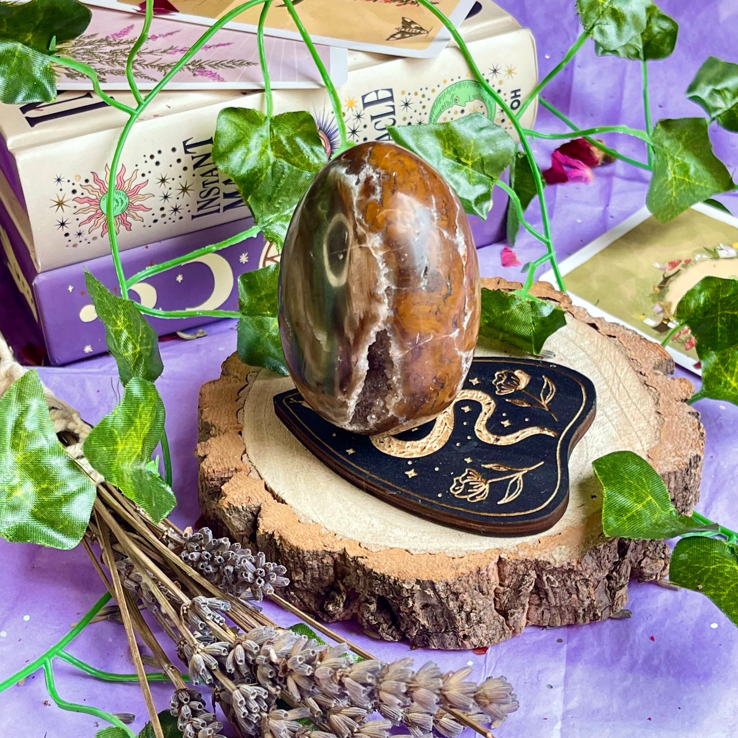 petrified wood egg carving