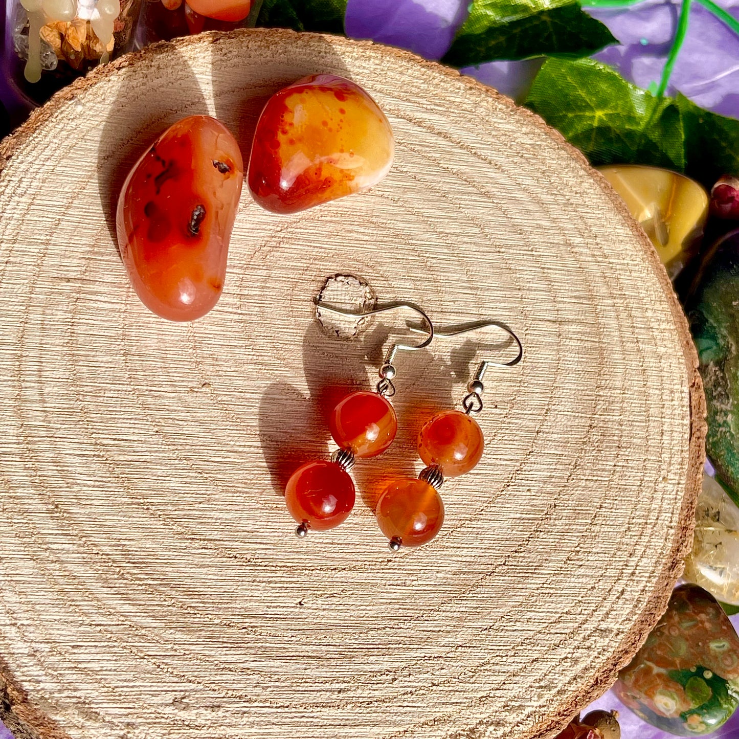 carnelian earrings on 925 hooks