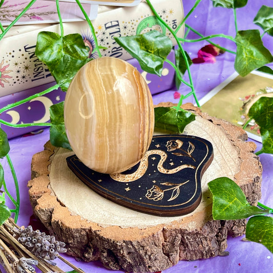 banded calcite egg carving