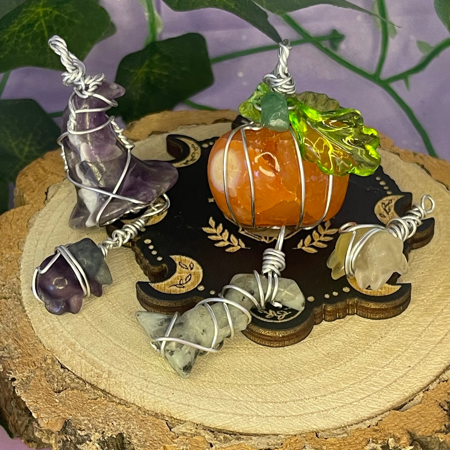 wire wrap pendants halloween