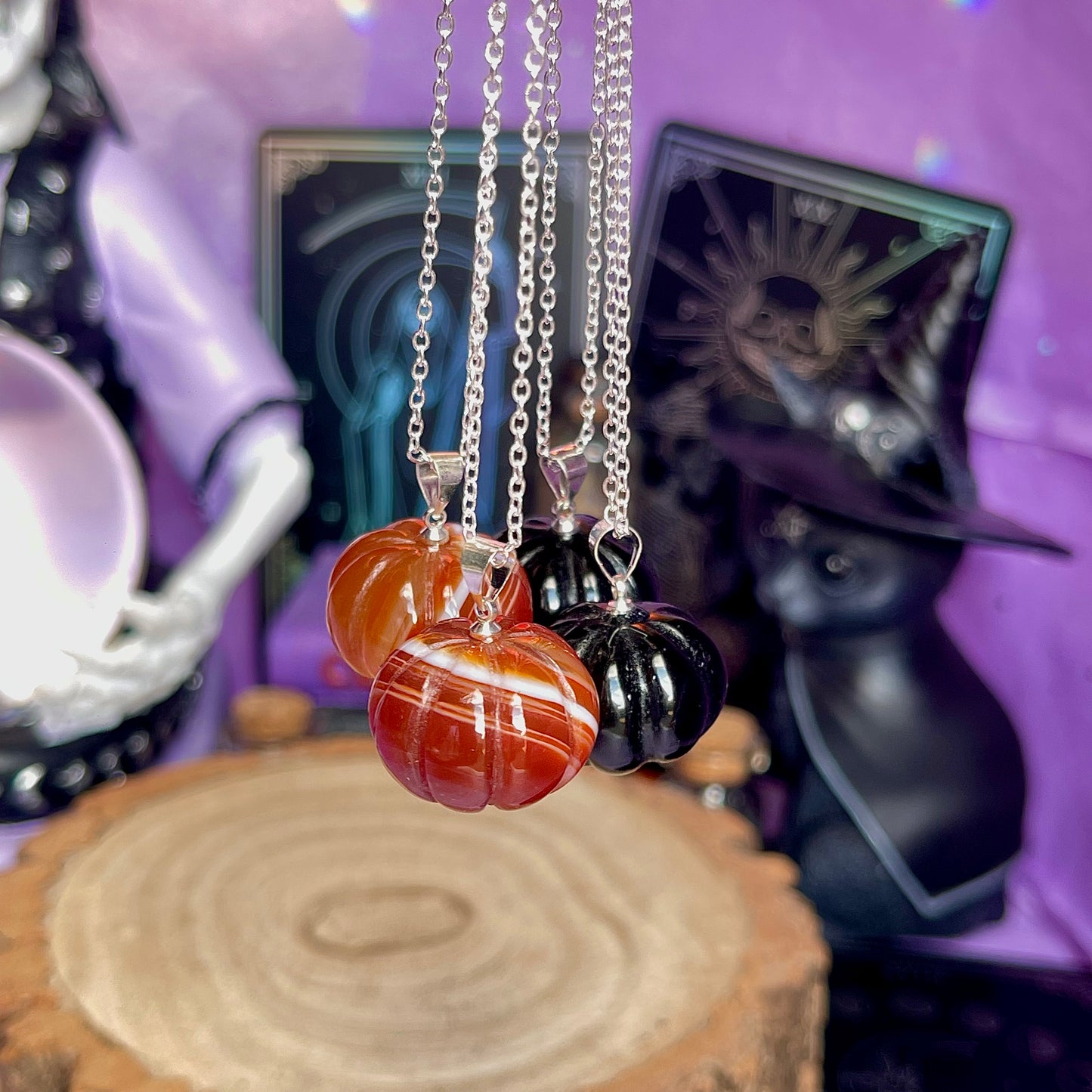 pumpkin necklace on 925 sterling silver chain (18 inch)