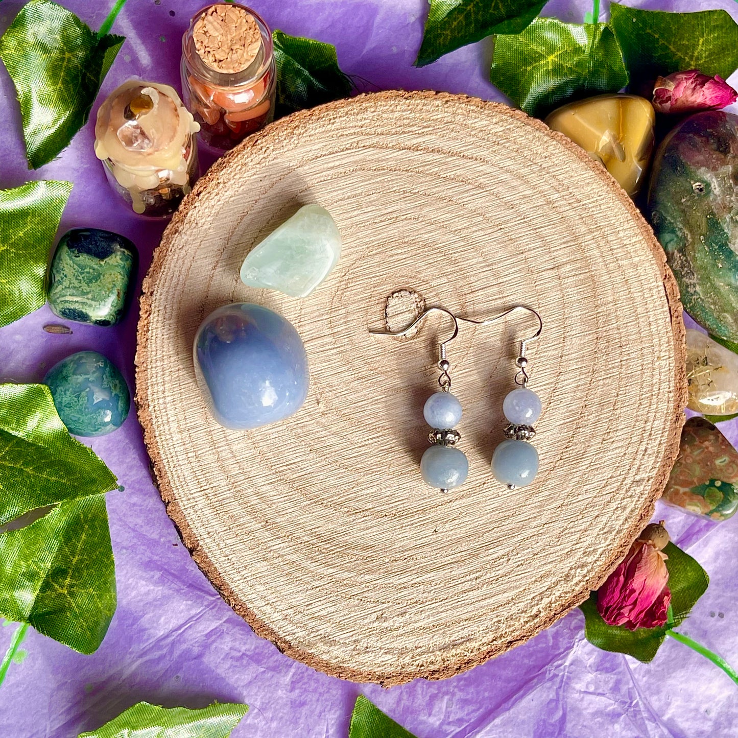 aquamarine & angelite earrings on 925 hooks