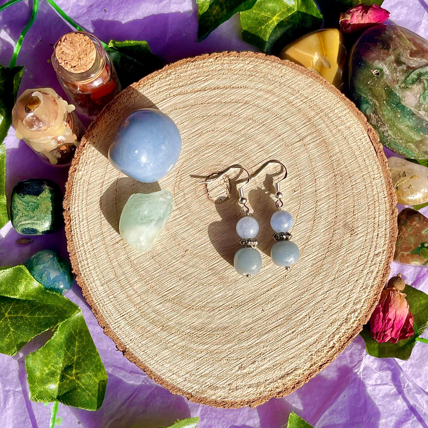 aquamarine & angelite earrings on 925 hooks