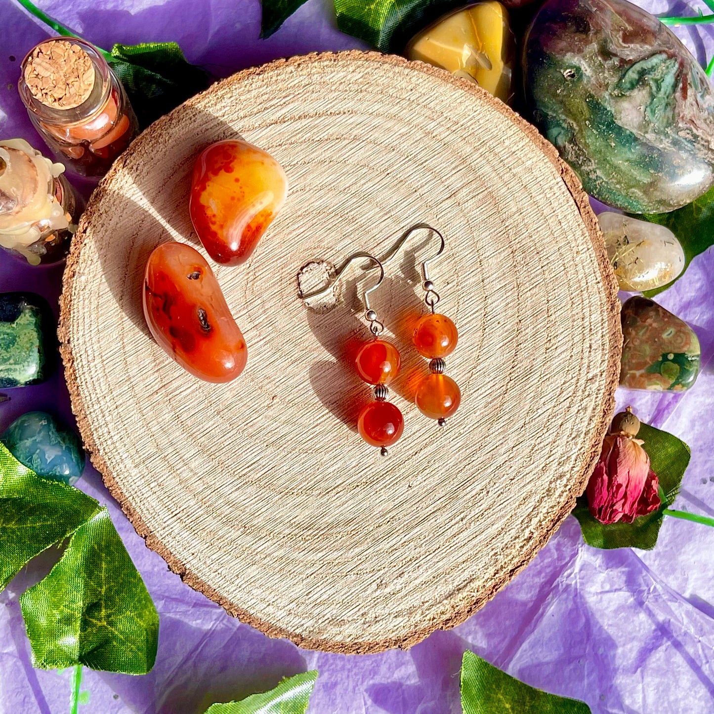 carnelian earrings on 925 hooks