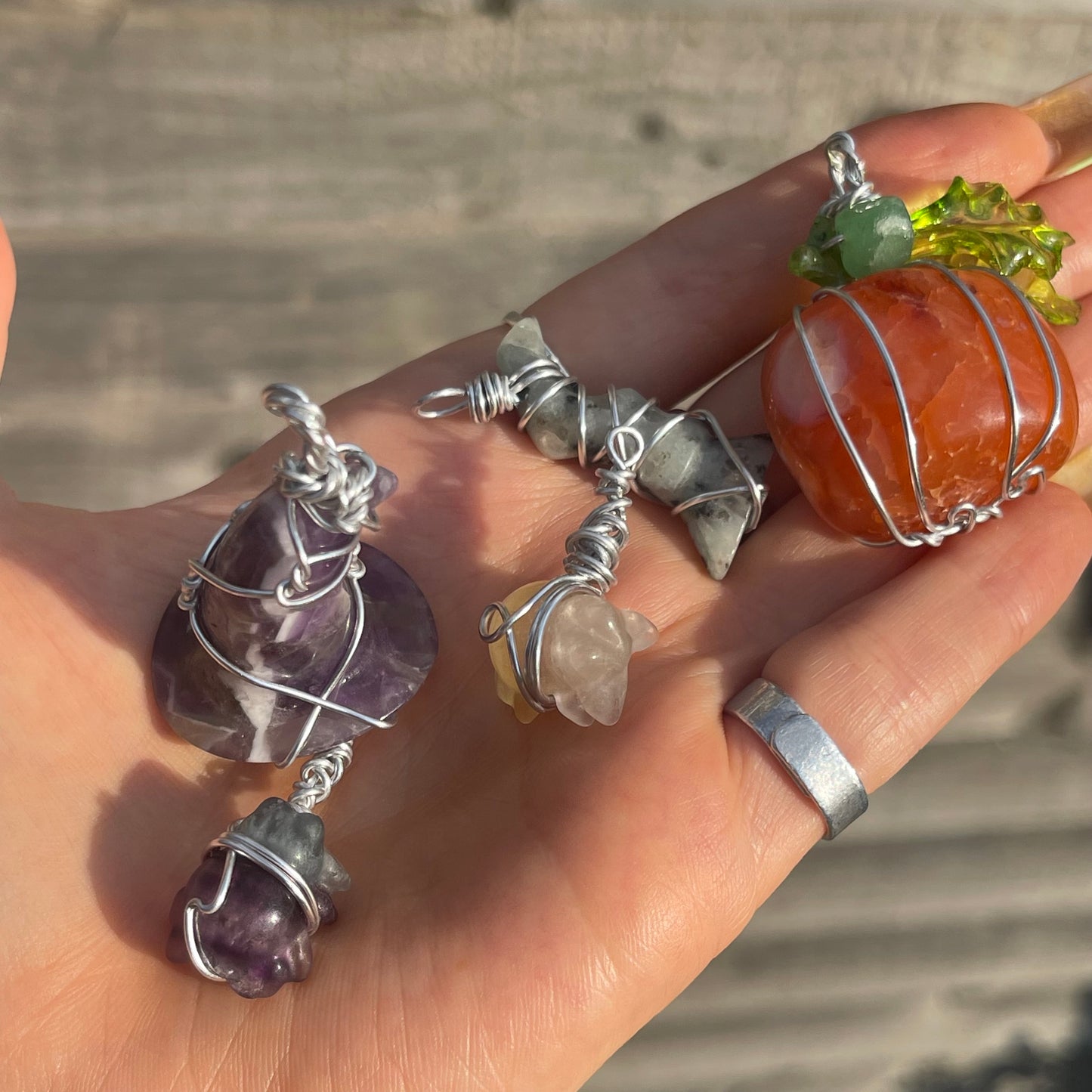 wire wrap pendants halloween