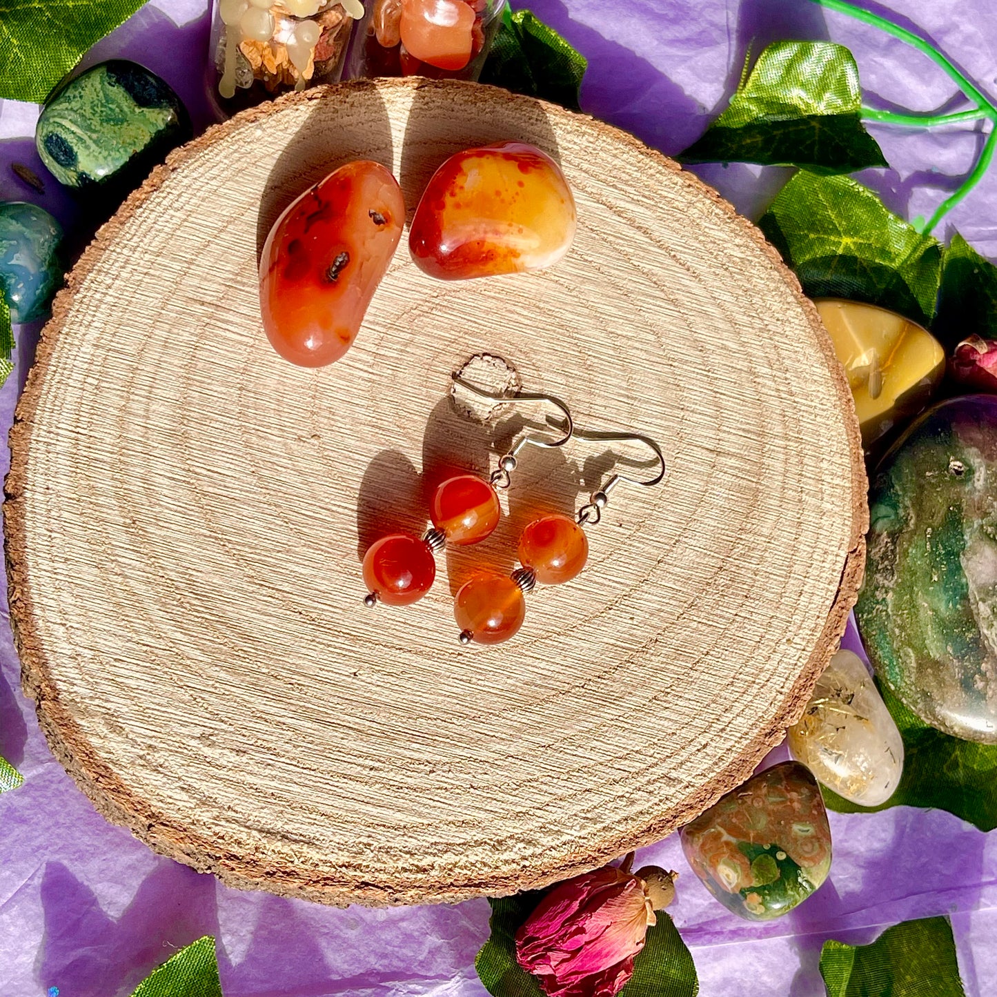 carnelian earrings on 925 hooks