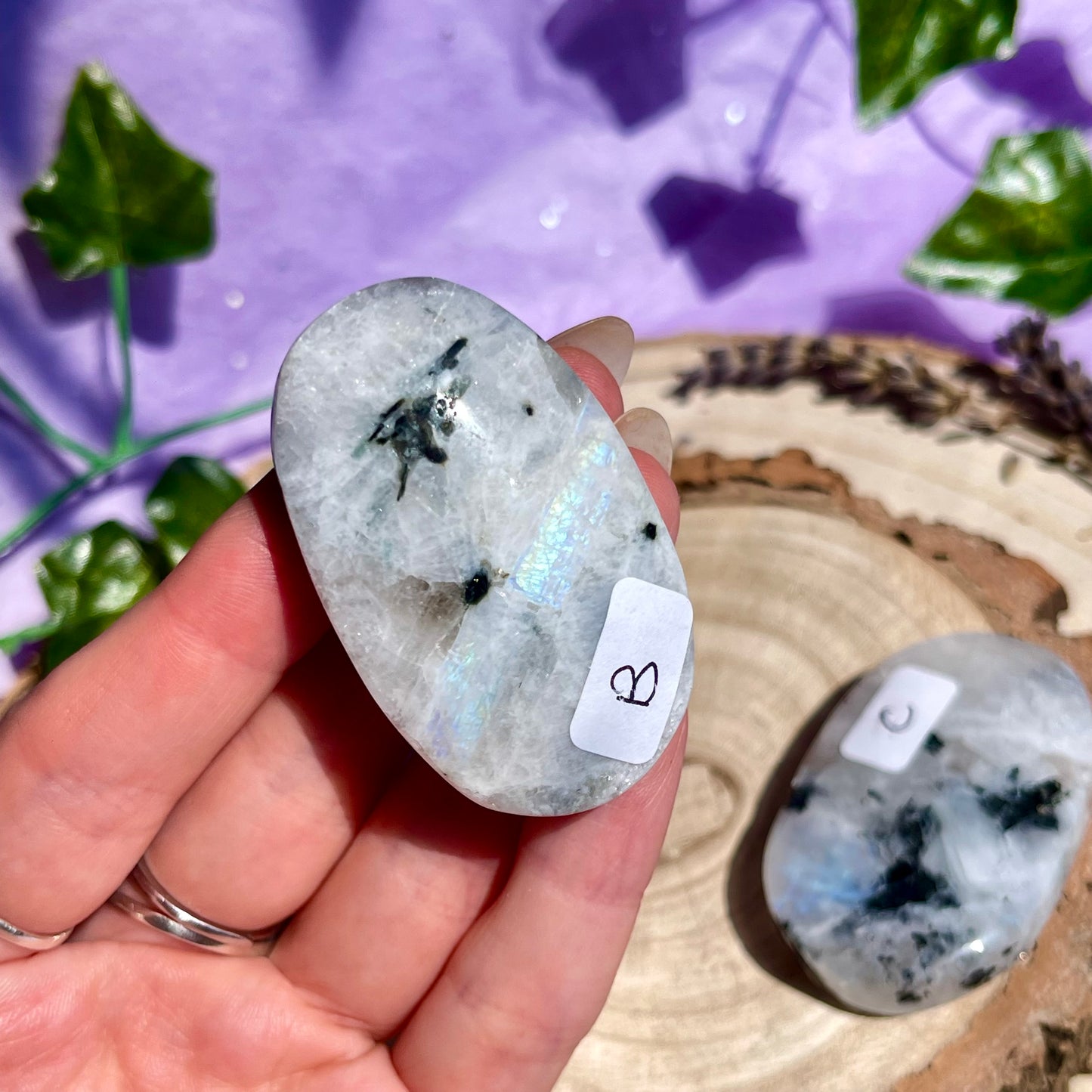 rainbow moonstone palm stone - choose your own