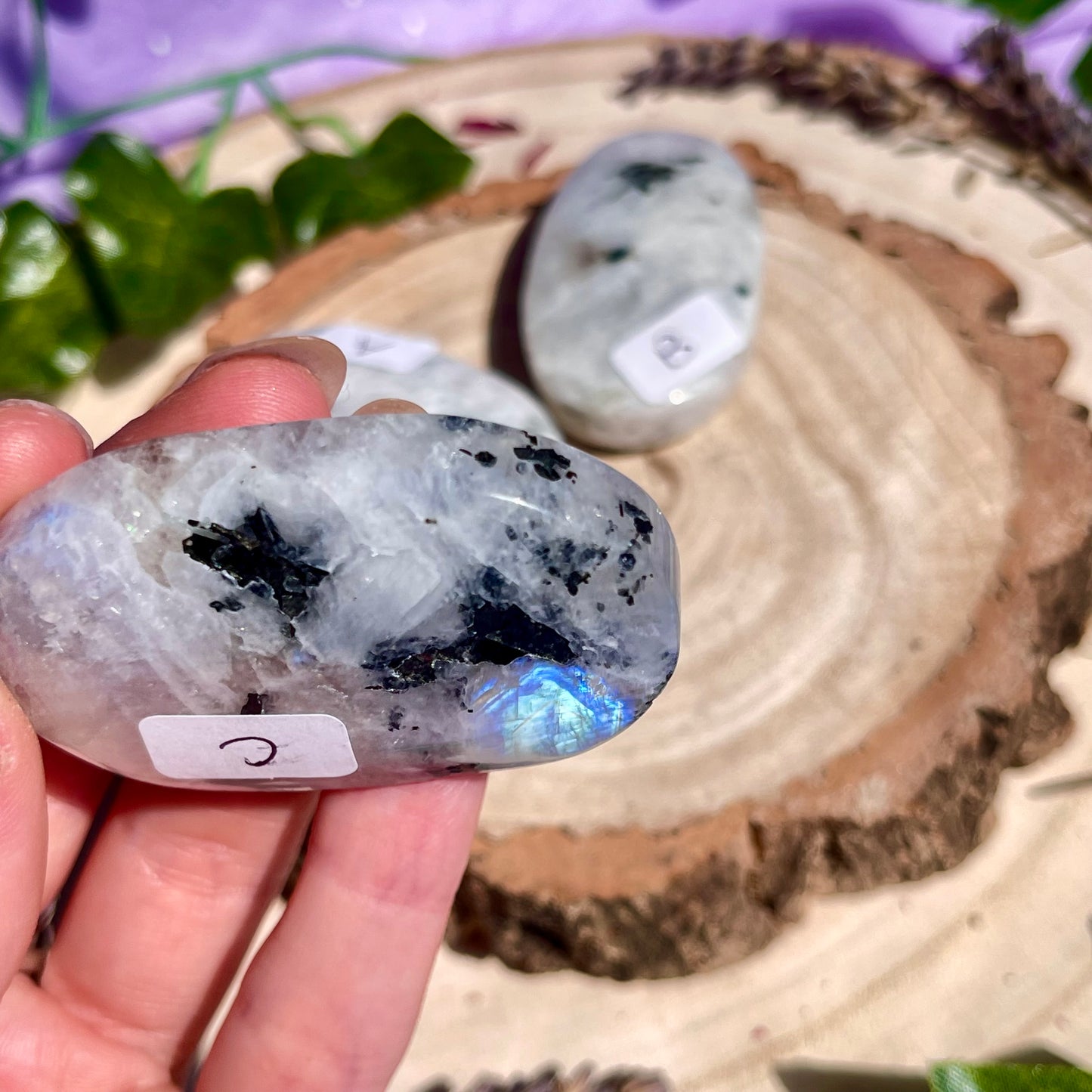 rainbow moonstone palm stone - choose your own