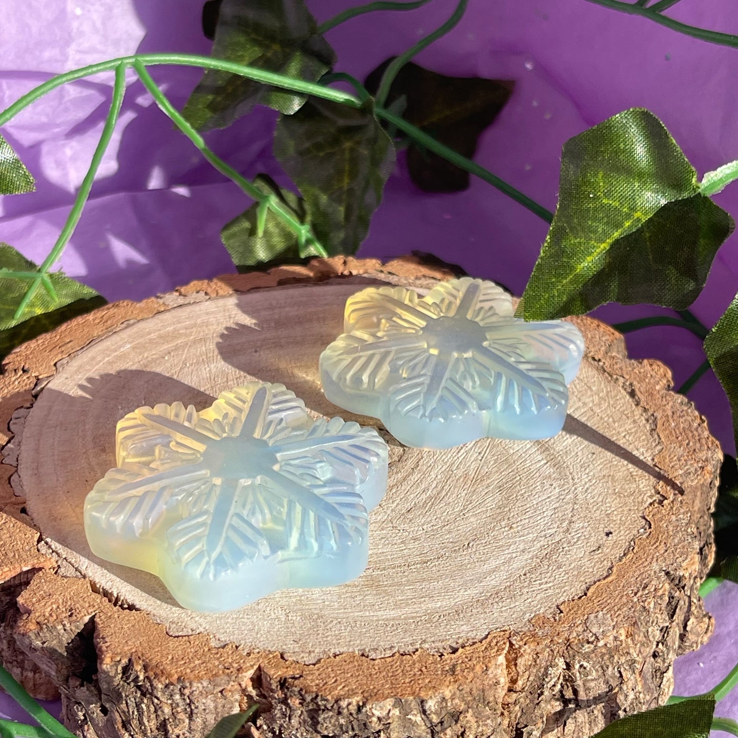 opalite snowflake carving