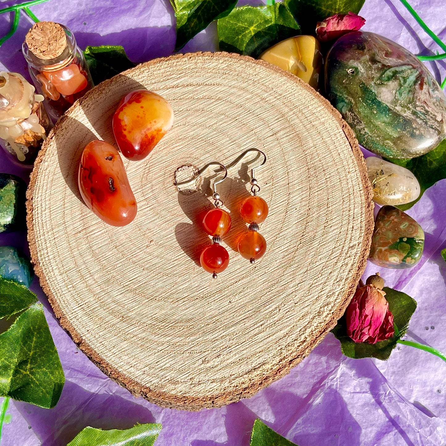 carnelian earrings on 925 hooks