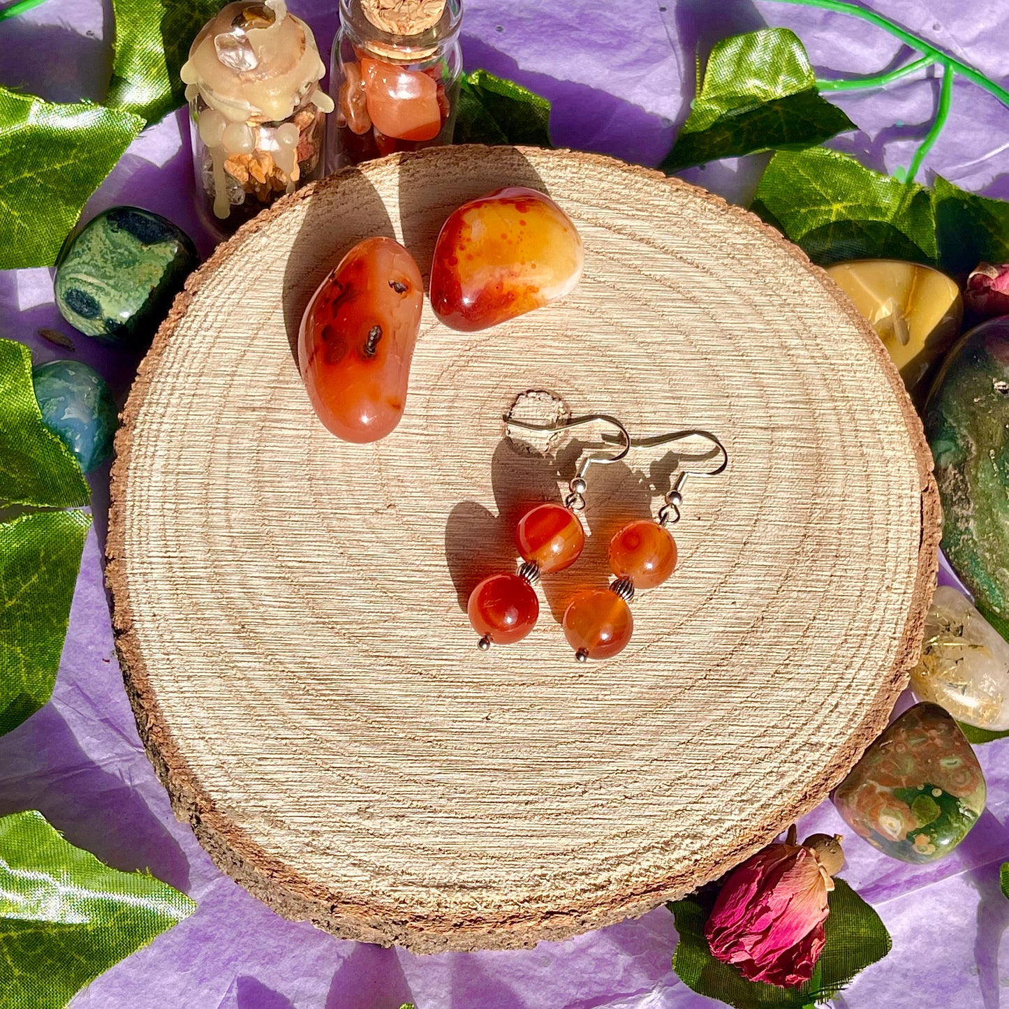 carnelian earrings on 925 hooks