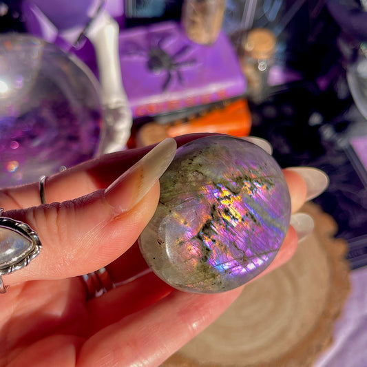 purple flash labradorite palm stones ~ intuitively chosen