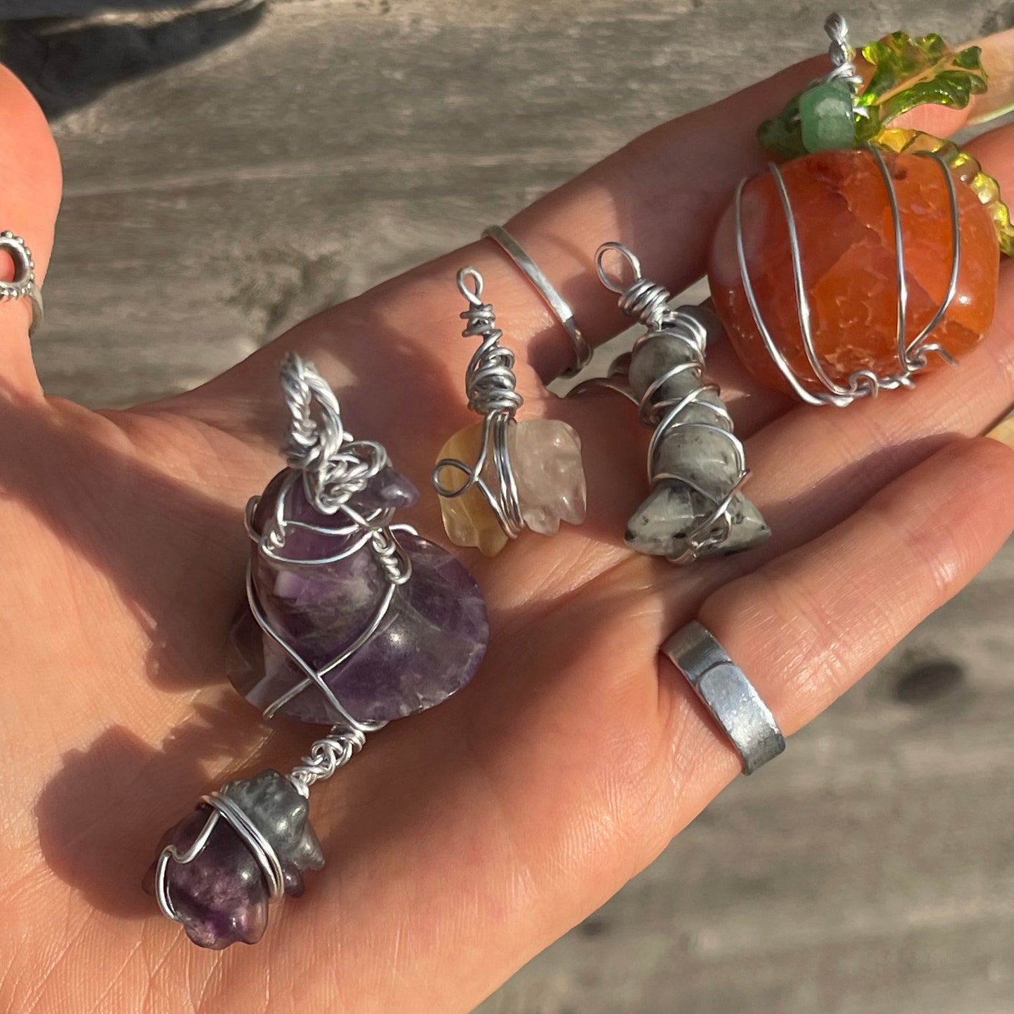 wire wrap pendants halloween