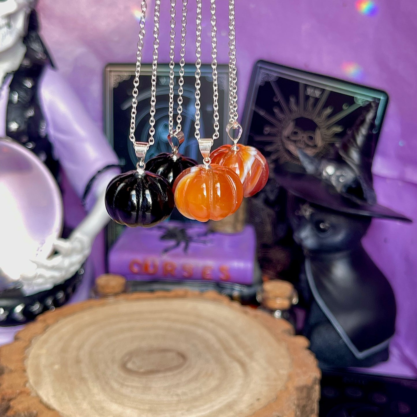 pumpkin necklace on 925 sterling silver chain (18 inch)