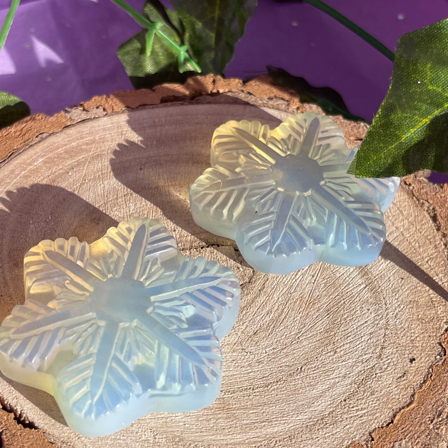 opalite snowflake carving