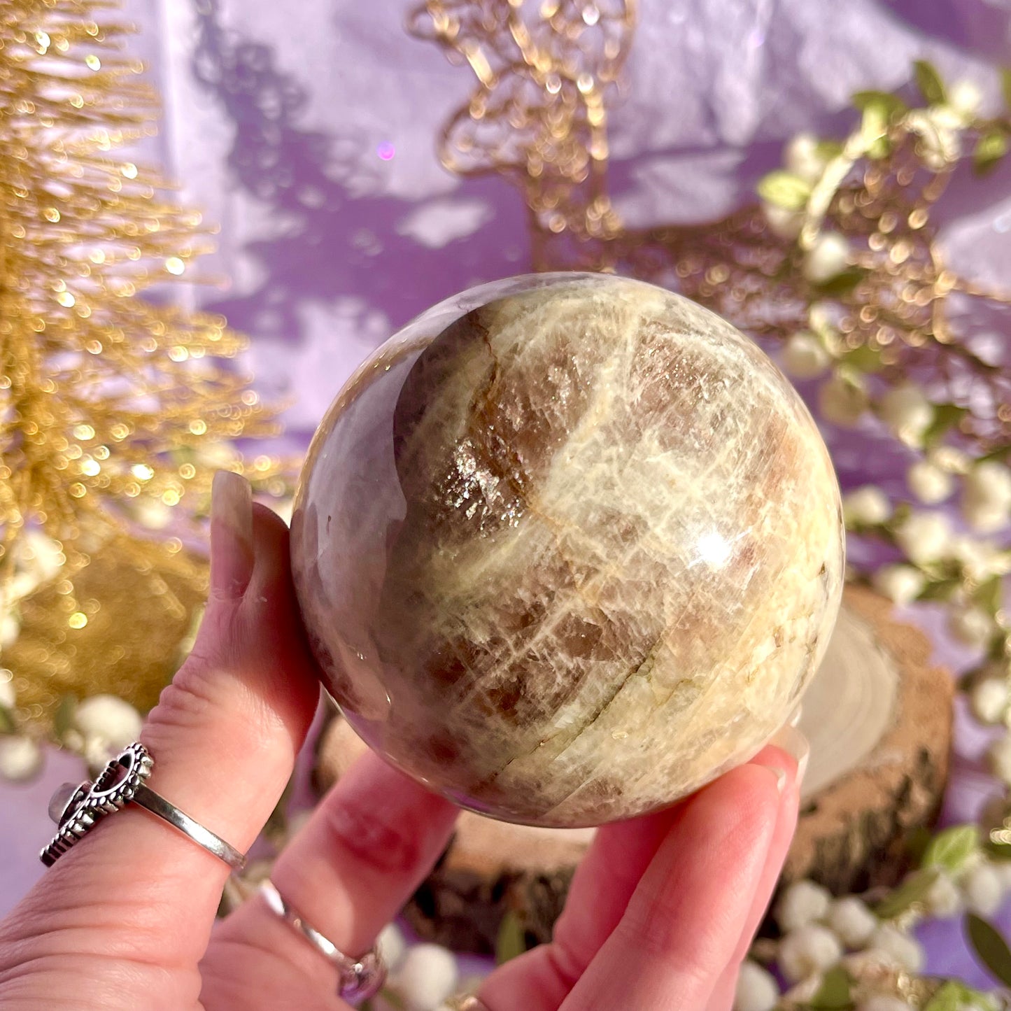 moonstone with sunstone sphere