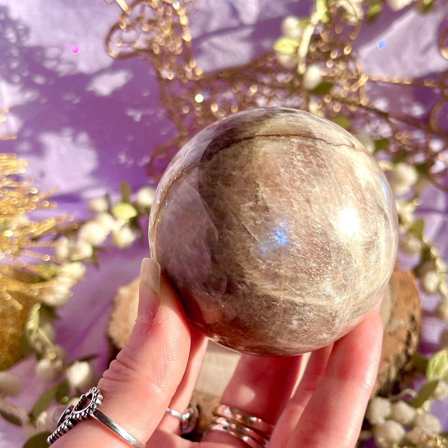 moonstone with sunstone sphere