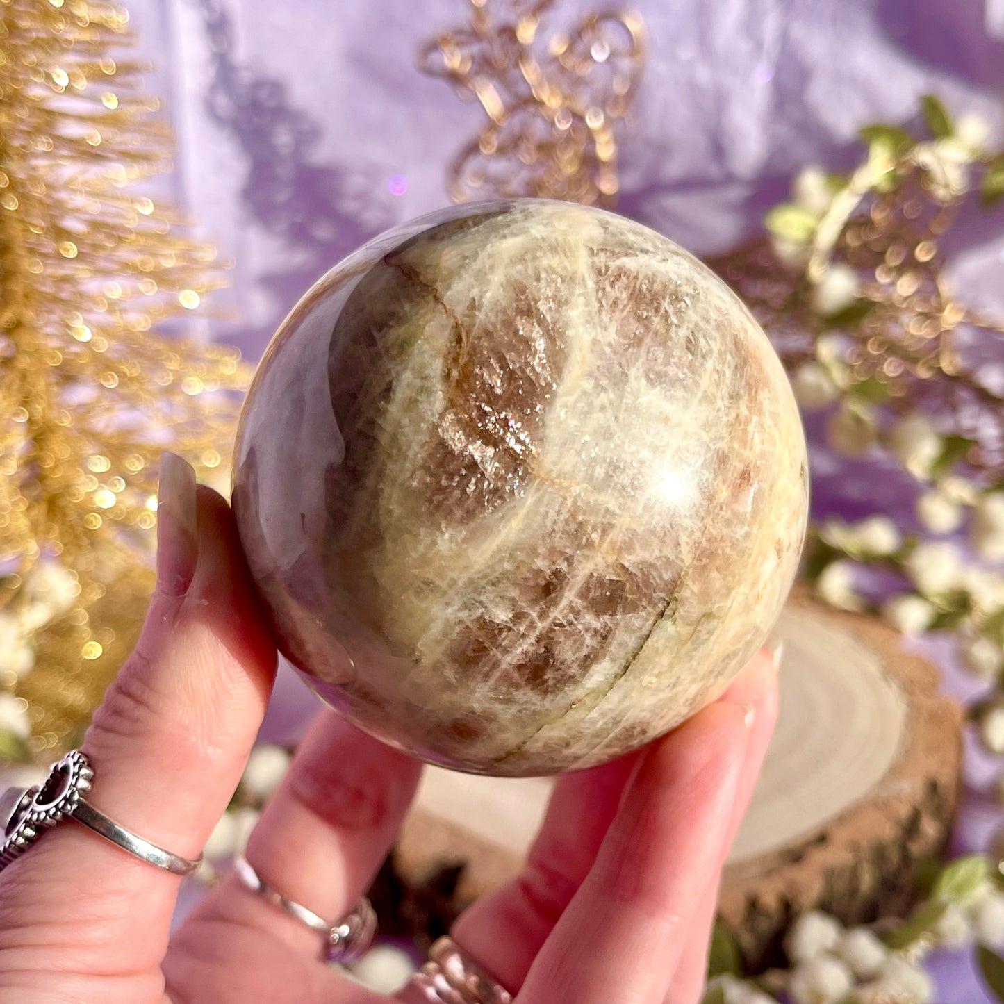 moonstone with sunstone sphere