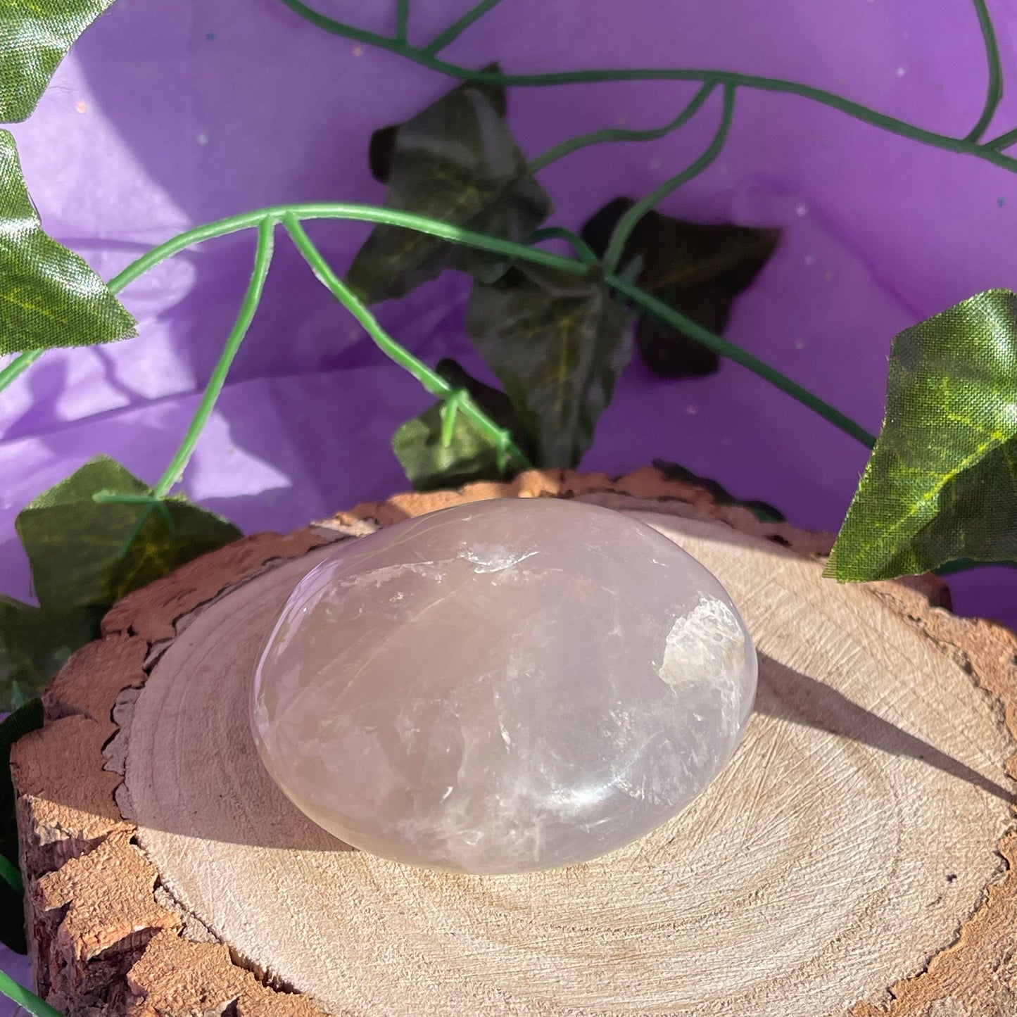 blue rose quartz palm stone