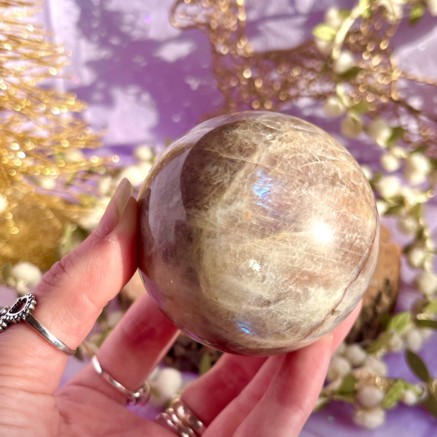 moonstone with sunstone sphere