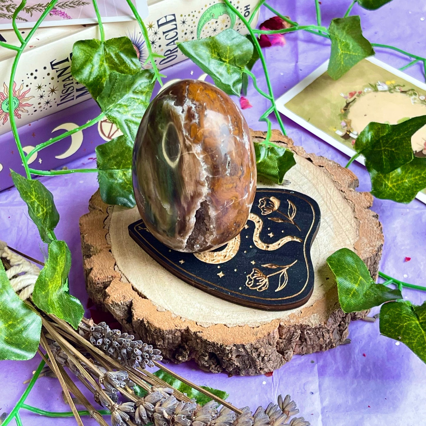 petrified wood egg carving