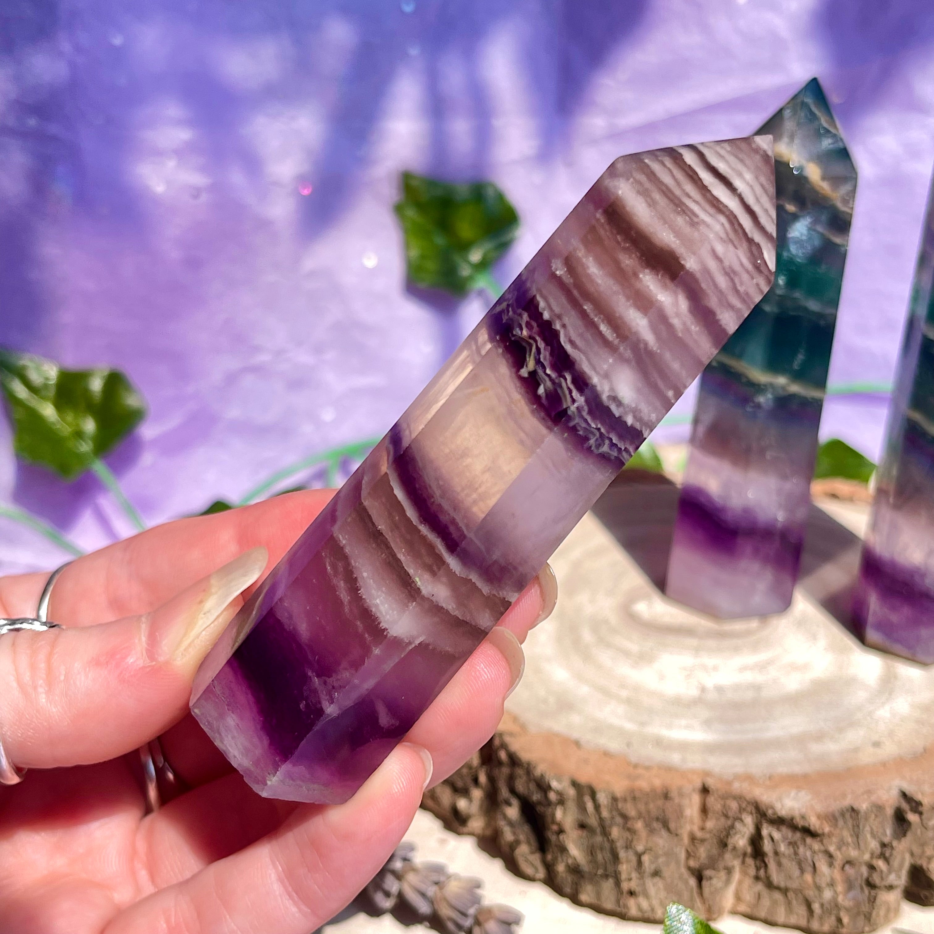 Fashion Rainbow Fluorite Crystal Generator, Self Standing Tower