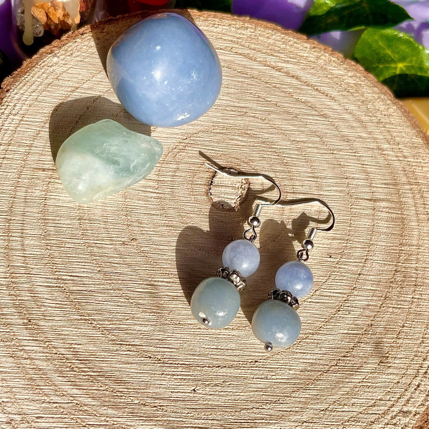 aquamarine & angelite earrings on 925 hooks