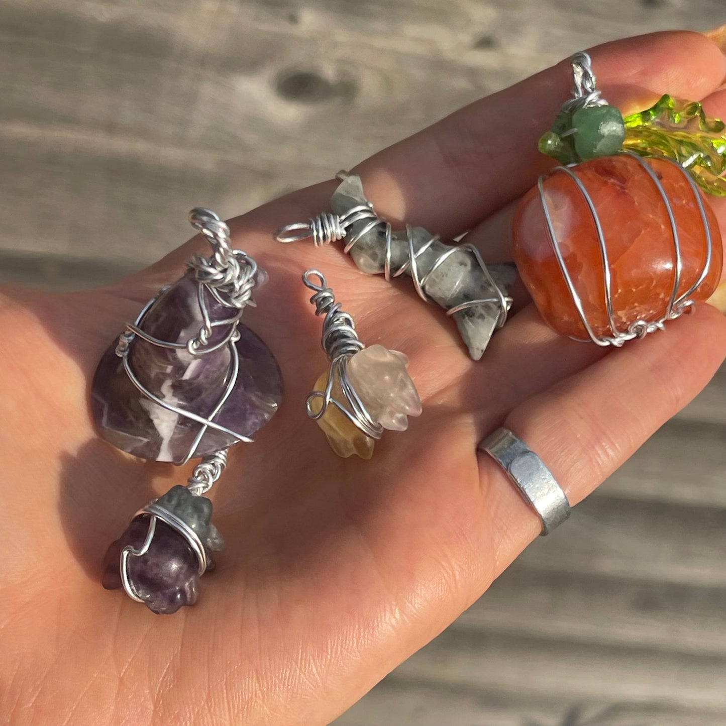 wire wrap pendants halloween